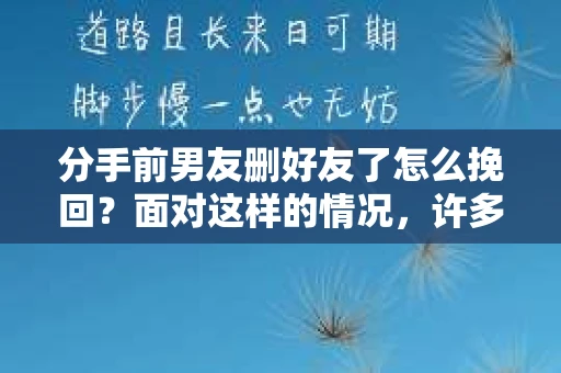 分手前男友删好友了怎么挽回？面对这样的情况，许多人可能会感到无助和困惑。但别担心，本文将为你提供一些建议和策略，帮助你在这个艰难的时刻挽回前男友的心