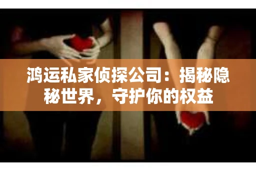 鸿运私家侦探公司：揭秘隐秘世界，守护你的权益