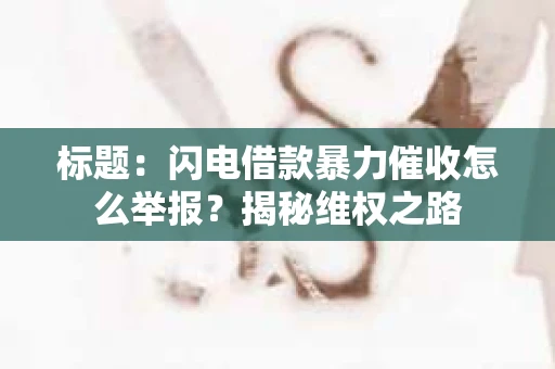 标题：闪电借款暴力催收怎么举报？揭秘维权之路