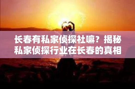长春有私家侦探社嘛？揭秘私家侦探行业在长春的真相
