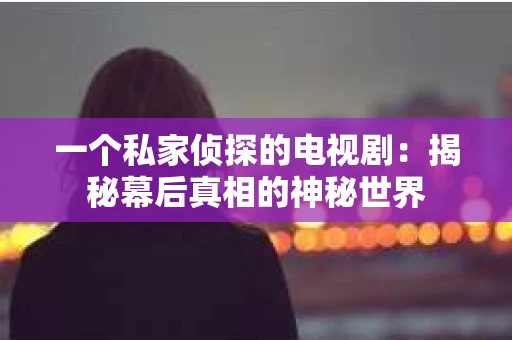 一个私家侦探的电视剧：揭秘幕后真相的神秘世界